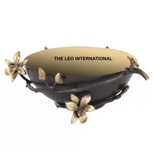 Tazón Redondo de Acero Inoxidable y Aluminio, Diseño de Hoja Chapada en Oro, Tazón Japonés Decorativo Moderno - Product Image 5