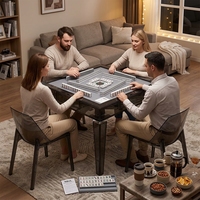 2-in-1 Automatischer Amerikanischer Mahjong-Tisch Acryl Transparentes Esstisch- und Stuhlset für Zuhause und Club