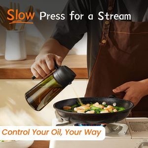 Bouteille pulvérisateur d'huile en verre réutilisable 2-en-1, distributeur et verseur d'huile d'olive 16oz, vaporisateur de cuisine pour barbecue, salade et friteuse à air - Product Image 4