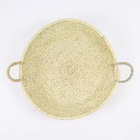Panier à fruits moderne en feuilles de palmier tressées à la main, pliable, multi-tailles, avec poignées, pour le sol ou à suspendre, sac de rangement alimentaire pour cuisine et salon