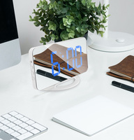 Pantalla de gran tiempo de 6 pulgadas, reloj electrónico con atenuación automática, funciona con pilas, despertador LED, espejo para dormitorio