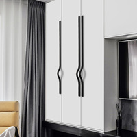 Poignée de porte d'armoire en alliage d'aluminium noir, accessoire symétrique pour armoire et tiroir, barres de tirage pour étagère à chaussures
