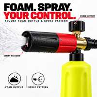 Canon à mousse de neige anti-fuite en aluminium pour fournisseur en gros, avec bouteille HDPE de 1L et cœur en laiton, équipement de lavage automobile haut de gamme