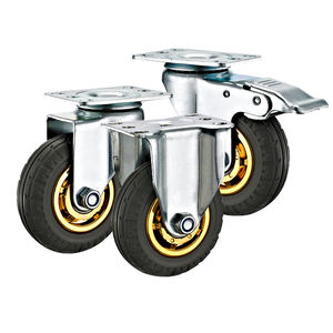 3''4''5'' Mittelschwere Industrierollen PP-Kern Graue Gummiräder Schwenkrollen für Handwagen Nutzwagen Leichte Maschinen - Product Image 1