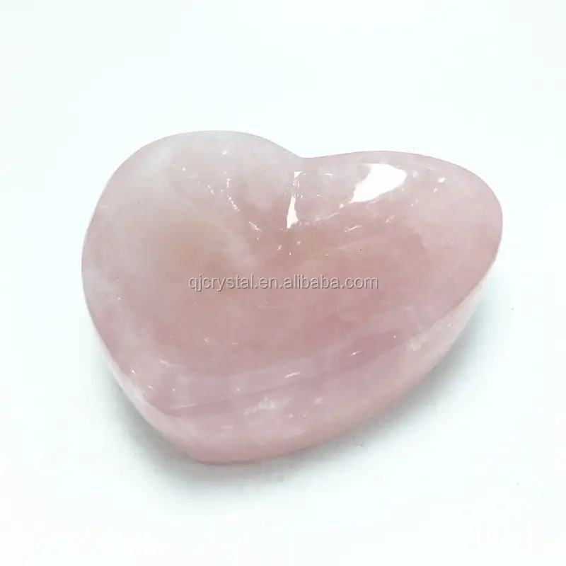 Ciotola a cuore in quarzo rosa profondo naturale intagliato a mano più profondo cristallo di quarzo trasparente decorazione di guarigione energetica ciotola a cuore