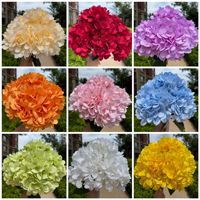 Bouquet de fleurs artificielles en soie, grandes hortensias blancs à 5 têtes, style français, pour mariage et décoration intérieure