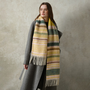 Bufanda de mezcla de lana a rayas y cuadros con tacto de cachemira sintética, gruesa y cálida para invierno, chales y envolturas de pashmina para mujer, venta al por mayor de fábrica. - Product Image 4