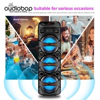 Altavoz Acoustic King Advanced Tech BT 5.0 Triple de 8 Pulgadas con Luz Ambiental RGB y Conexión TWS para Fiestas al Aire Libre en el Patio Trasero
