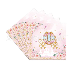 Ensemble de vaisselle jetable sur le thème du château floral, nappe, assiettes, couverts, décoration d'anniversaire princesse rose, 2-4 ans - Product Image 4