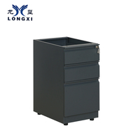 Archivador Móvil Moderno Gris Oscuro para Oficina, Gabinete con Ruedas y Cerradura Central, Archivador de Acero con Pedestal para Almacenamiento de Documentos de Oficina
