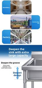 Fregadero <span class=keywords><strong>de</strong></span> Acero Inoxidable con <span class=keywords><strong>Patas</strong></span> <span class=keywords><strong>de</strong></span> Altura Ajustable y Ranura <span class=keywords><strong>de</strong></span> Drenaje para Cocina, Cantina Escolar, Fábrica y <span class=keywords><strong>Piscina</strong></span> para Mascotas, Suministro del Fabricante - Product Image 5