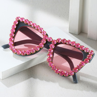 Lunettes de soleil œil-de-chat tendance UV400 en diamant de luxe, monture PC, pour femme