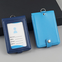 Porte-cartes d'identité professionnel personnalisé, style pliable, 5 emplacements pour cartes, porte-cartes de crédit, porte-cartes de bus, fermeture à bouton, vierge