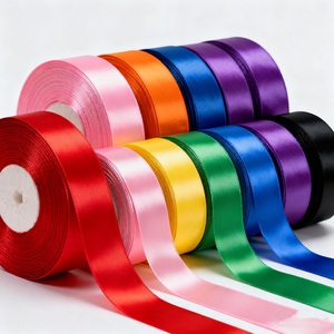 Grosir 4cm pita Satin untuk bunga kue pernikahan dekorasi kursi ikat pinggang kemasan hadiah warna kustom - Product Image 1