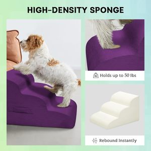 Escaleras para Perros Mesa Lemon, Rampa de 4 Escalones para Camas Altas y Sofás, Antideslizantes, con Funda Extraíble y Fácil de Limpiar - Product Image 6