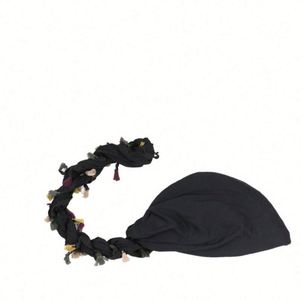 Bonnet Turban Homme Coloré à Queue Suspendue, Doublure en Satin, Double Tresse Enroulée, Idéal pour Fêtes et Festivals - Product Image 5