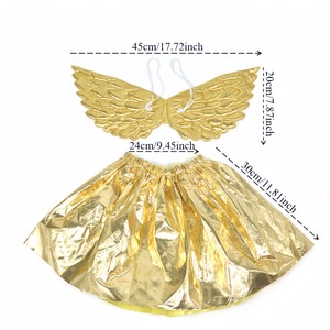 Costume da <span class=keywords><strong>Angelo</strong></span> Pafu <span class=keywords><strong>per</strong></span> Carnevale, Set di <span class=keywords><strong>Ali</strong></span> Metalliche Dorate e Gonna con Piume <span class=keywords><strong>per</strong></span> Donna, Outfit Deluxe <span class=keywords><strong>per</strong></span> Cosplay - Product Image 3