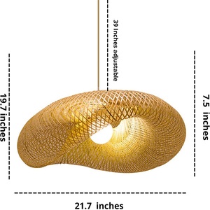 Lampada a Sospensione Artigianale in Vimini di Bambù, Nuovo Design, <span class=keywords><strong>Lampadario</strong></span> in Rattan <span class=keywords><strong>Naturale</strong></span> per Arredamento Casa e Ristorante - Product Image 4