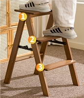 Tabouret pliant en bois à 3 niveaux, échelle en bambou antidérapante et anti-basculement, tabouret de cuisine, tabouret multifonctionnel pour la maison, design moderne