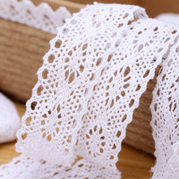 Bordure en dentelle à œillets au Crochet en coton, ruban en dentelle Vintage, bord festonné pour la décoration de mariage