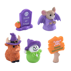 Juego de adornos de resina para Halloween, 5 uds., decoración de escritorio con forma de animal para decoración de fiesta de Halloween - Product Image 1