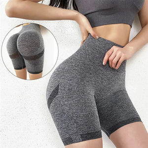 Pantalones cortos deportivos de cintura alta para mujer, pantalones cortos de Yoga Push up para mujer, pantalones cortos de nailon suave para correr, mallas de entrenamiento para gimnasio para mujer - Product Image 3