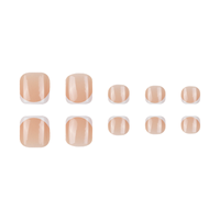 24 faux ongles d'orteils blancs en ABS, prêts à poser, à couverture complète, de style français
