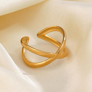 Nouvel arrivage de bijoux en acier inoxydable unisexe de qualité supérieure bagues 3D en forme de X à la mode conception de queue simplifiée irrégulière à haute esthétique - Product Image 3