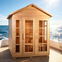 Sauna extérieur en cèdre Hemlock très demandé en Norvège, pour 4 à 6 personnes, expérience de sauna finlandais authentique.