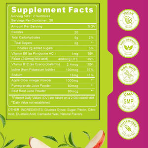Gummies au Vinaigre de <span class=keywords><strong>Cidre</strong></span> Bio pour la Digestion et <span class=keywords><strong>le</strong></span> Métabolisme, Non-OGM, Soutien à la Santé Pondérale, Service OEM - Product Image 2