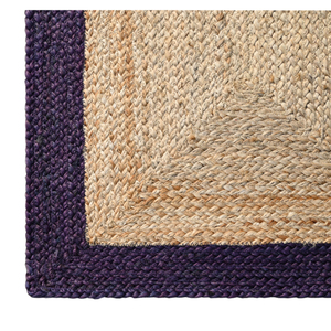 Jute Braided Rug Eco Friendly Non Slip Flat Pile Rectangle Indoor Flooring Natural Purple Geometric Design - Product Image 2