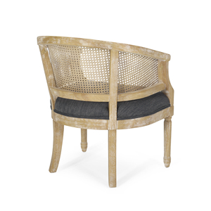 Fauteuil d'appoint moderne en rotin capitonné beige au design doux pour salon - Product Image 2