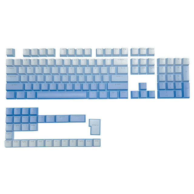 Personalized Mist Blue Gradient Translucent Keycaps PBT Material OEM Profile Doubleshot for 61/64/68/104 Mechanical Keyboard