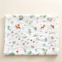 Couverture d'emmaillotage pour bébé en gaze de coton froissée double couche, imprimé cerf et lapin, douce, serviette de bain pour nouveau-né, couverture de poussette et de berceau