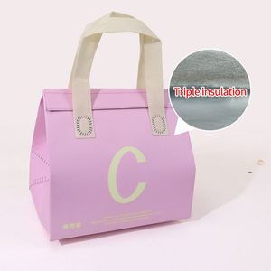 Sacs isothermes personnalisés en non-tissé – Sacs fourre-tout en aluminium pour la livraison extérieure de thé au lait chaud, de crème glacée et de services de traiteur - Product Image 1