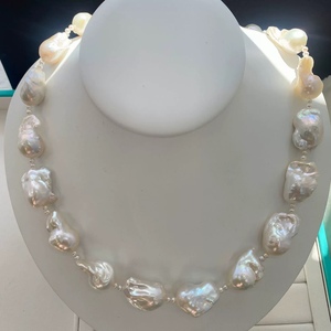 Collier de perles naturelles baroques, longueur moyenne, forme irrégulière, haute sensibilité, cadeau pour les amies - Product Image 2