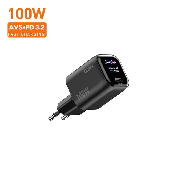 Vina 100W GaN 1 USB-C Travel Charger with Smart Stage Display PD 3.2 PPS with CE/FCC Certified Wall Plug for Google Pixel Huawei