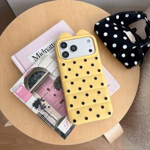 Anti-Fall Soft Silicone Mobile Phone Case for iphone 17/16/15 Pro Max Stereo Polka Dot Cat Ear 360 Protection for <strong>Apple14</strong>/13 12 - Product Image 5