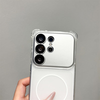 Coque de téléphone magnétique translucide givrée Fresh Frosted avec protection d'angle pour Galaxy S26 Ultra - S24, avec couvercle d'objectif détachable