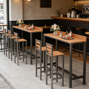 Mesa de <span class=keywords><strong>Bar</strong></span> para Exteriores, Estrecha y Larga, con Separador, Metálica, Industrial, Comercial, para Terraza, Fácil de Montar - Product Image 4
