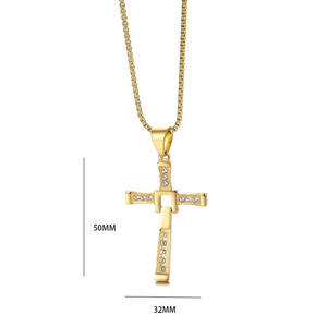<span class=keywords><strong>Collier</strong></span> pendentif croix style Dominic Toretto, zircon, acier inoxydable, bijoux tendance, cadeau pour femmes et hommes - Product Image 3