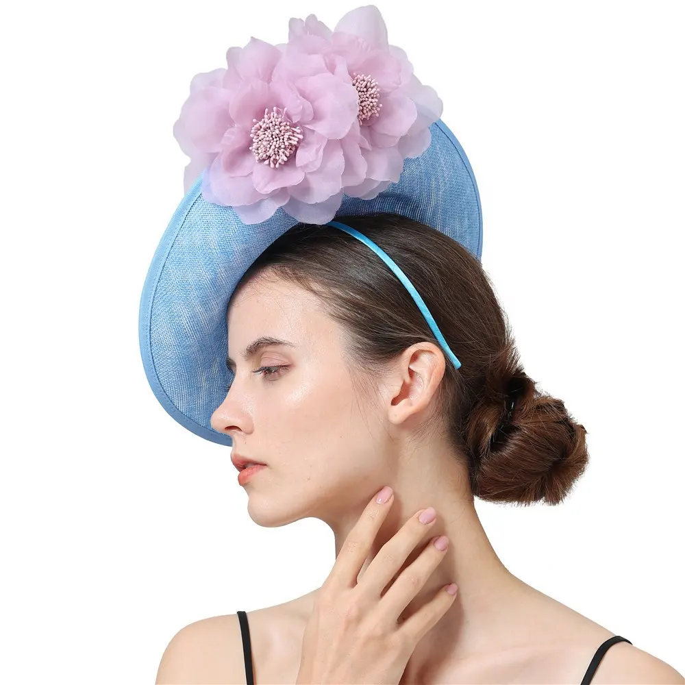 Boetiek Sinamay Bloem Kentucky Derby Kerkhoed Grote Celebrity Cocktail Theekransje Fascinator Hoofddeksels