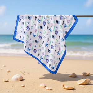 Foulard quadrato piccolo con conchiglie oceaniche colorate 70x70cm 38G per donna, accessorio moda - Product Image 2