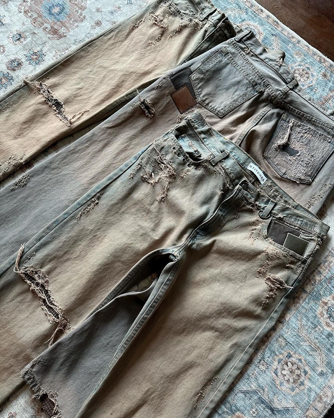 【2plan】Funky Damage Wide Denim Pants Funky Damage Wide Denim Pants - 2PLAN | 60% - Asian Fashion