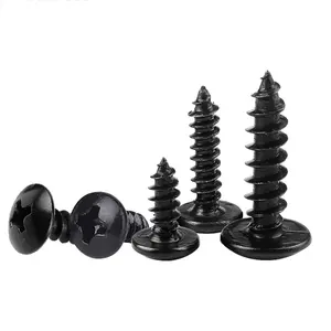 Tornillo de cabeza de armazón Phillips de acero negro, M3, M4, M5, M6, cabeza de seta empotrada cruzada, tornillos autorroscantes para Hardware de muebles DIY