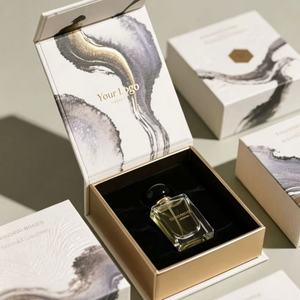 Caja de Regalo para Perfume con Diseño de Mármol y Lámina Dorada, Caja con Relieve Artístico Estilo Libro, Empaque Premium para Fragancias - Product Image 2