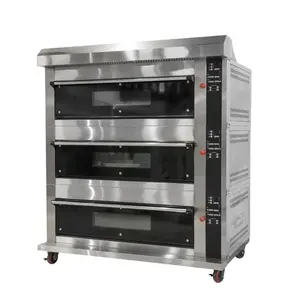 Peralatan dapur 3 Deck 9 nampan pabrik makanan kue toko Oven/komersial murah dek besar Oven untuk memanggang