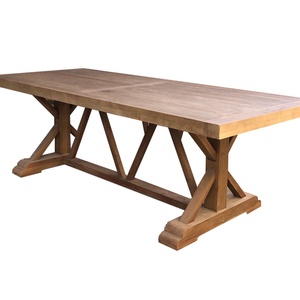 Meubles de maison rustiques américains, table à manger carrée en bois recyclé massif, 8 places, haut de gamme - Product Image 1