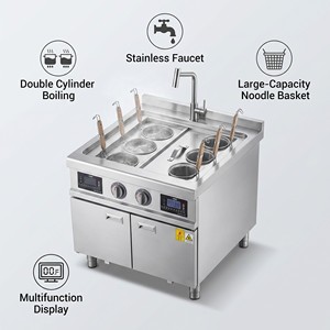Cocedor de Fideos por Inducción Comercial de Cuatro Cestas, 8kW, Tipo Pedestal, para Restaurantes, Puestos de Comida y Servicios de Catering - Product Image 3