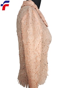 Nuovo arrivo: <span class=keywords><strong>Giacca</strong></span>/<span class=keywords><strong>camicia</strong></span> da <span class=keywords><strong>donna</strong></span> in tessuto T/C rosa cipria con pieghe e fori, taglia unica. - Product Image 2